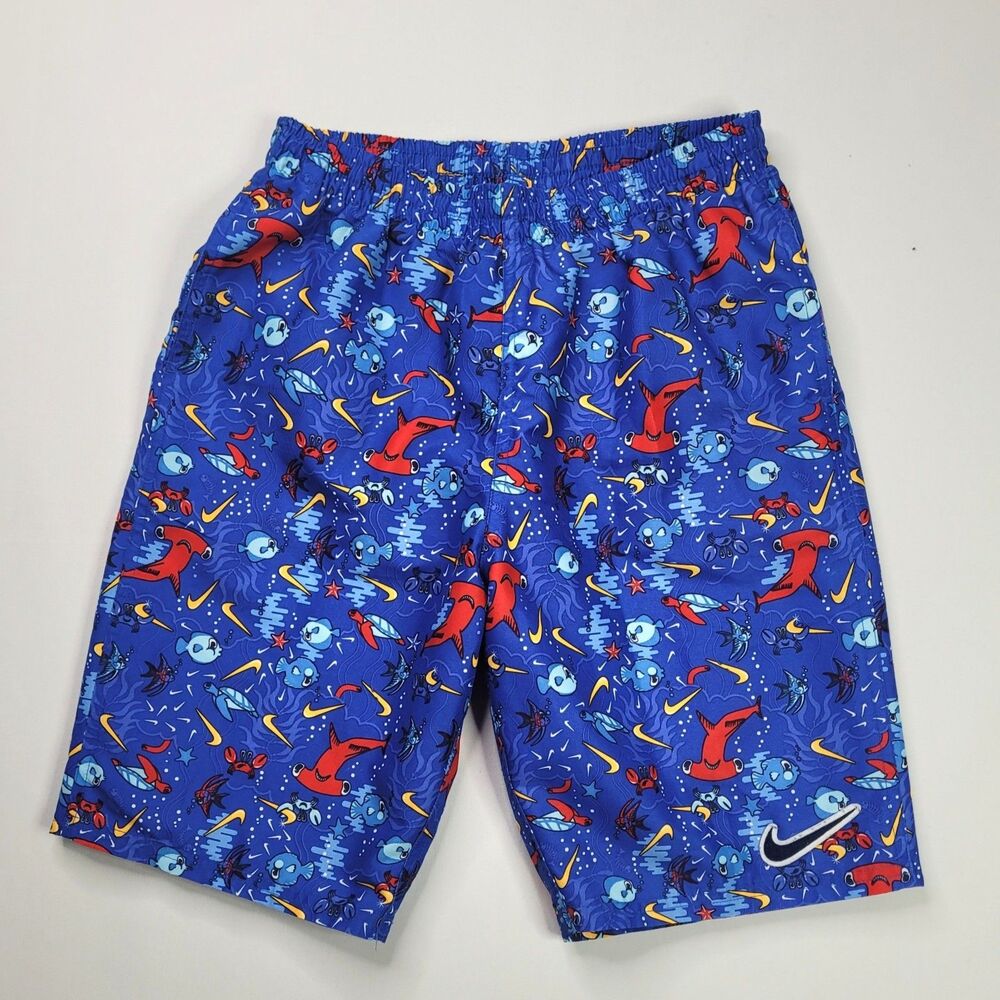 Nike Kids Boys Size XL Blue Hammerhead Shark Swim Shorts